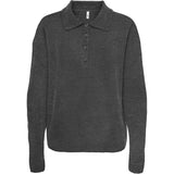 ONLY ONLY Dam Stickad Polo ONLTALIO Knit Dark Grey Melange Detail:DTM Horn Button