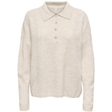 ONLY ONLY Dam Stickad Polo ONLTALIO Knit Whitecap Gray Detail:Melange/DTM Horn Button