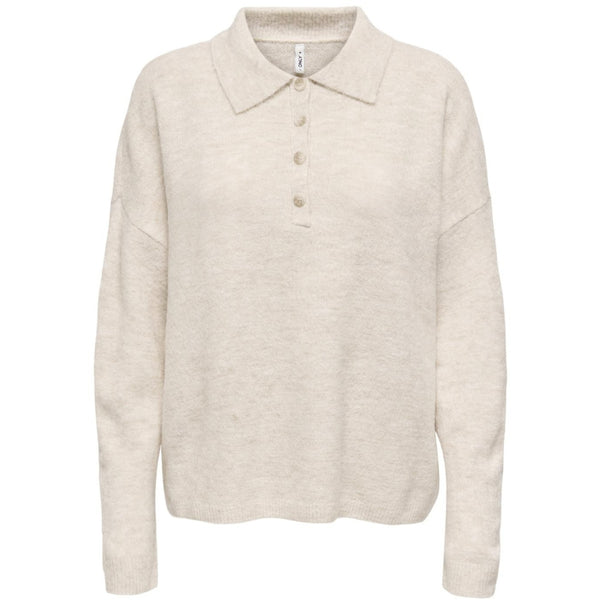 ONLY ONLY Dam Stickad Polo ONLTALIO Knit Whitecap Gray Detail:Melange/DTM Horn Button