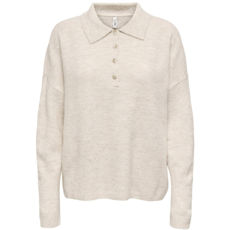 ONLY ONLY Dam Stickad Polo ONLTALIO Knit Whitecap Gray Detail:Melange/DTM Horn Button