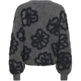 ONLY ONLY Dam stickad ONLFelicia Knit Dark Grey Melange Black Flowers