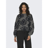 ONLY ONLY Dam stickad ONLFelicia Knit Dark Grey Melange Black Flowers