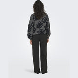 ONLY ONLY Dam stickad ONLFelicia Knit Dark Grey Melange Black Flowers