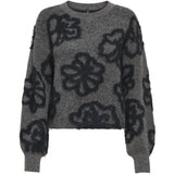 ONLY ONLY Dam stickad ONLFelicia Knit Dark Grey Melange Black Flowers