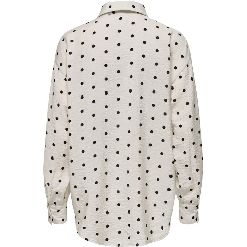 ONLY ONLY dam blus ONLLILIAN Blouse Cloud Dancer BLACK DOTS