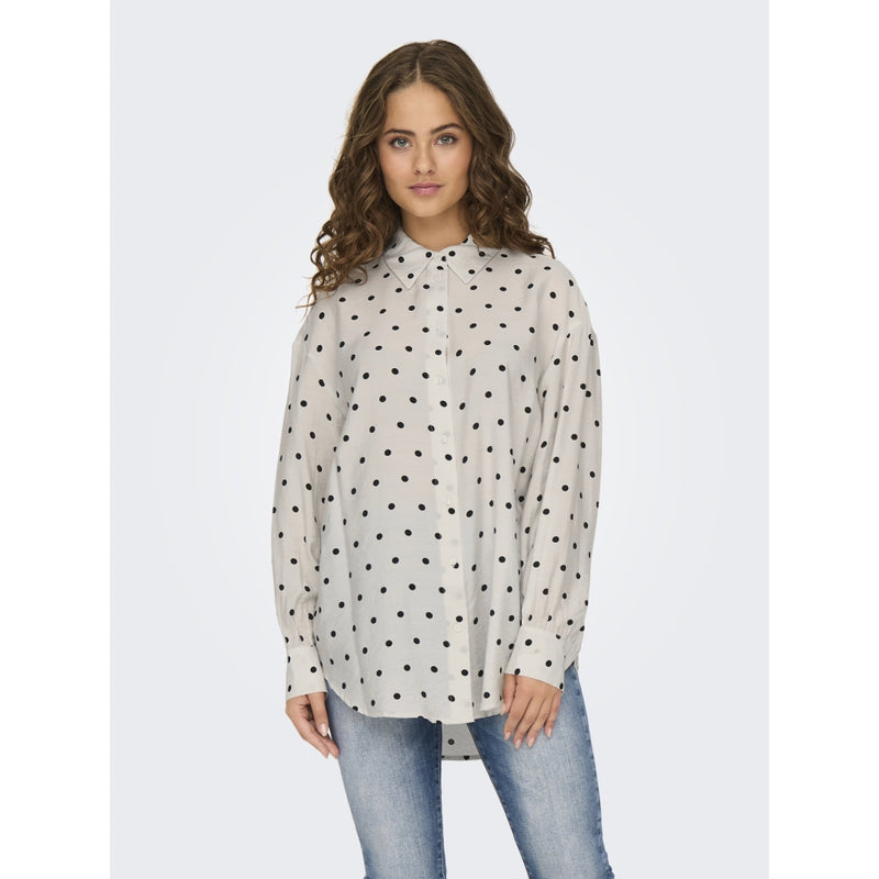 ONLY ONLY dam blus ONLLILIAN Blouse Cloud Dancer BLACK DOTS