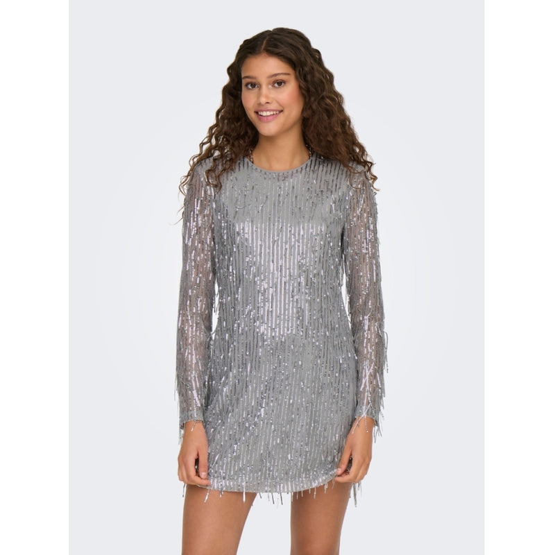 ONLY ONLY dam klänning ONLANIKA Dress Vapor Blue SILVER SEQUINS