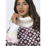 ONLY ONLY dam rullkrage Knit Birch Fig/Cyclamen