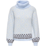 ONLY ONLY dam rullkrage Knit Cashmere Blue Bitch/Coffee Bean