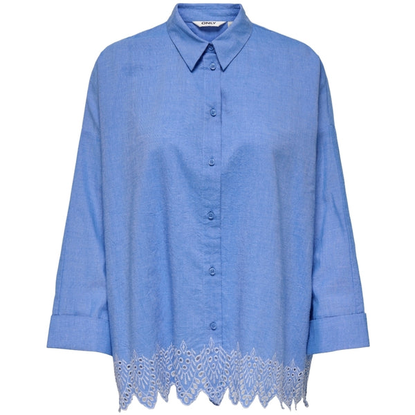 ONLY ONLY dam skjorta ONLGRACES Shirt Blue Bonnet BRIGHT WHITE EMB.