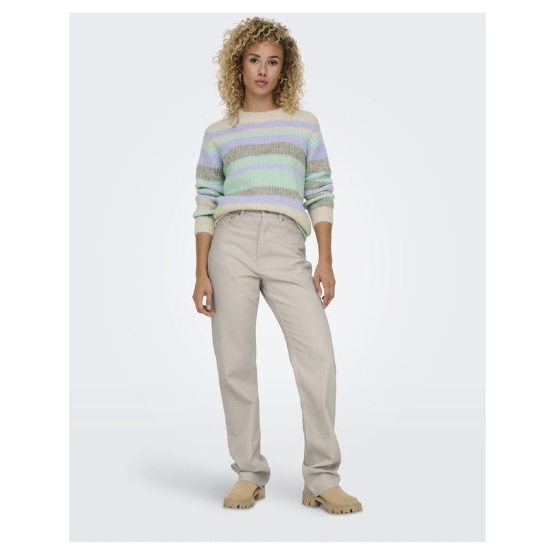 ONLY ONLY dam stickad tröja ONLMAGGIE Knit Birch Picante/Aqua Sky/Pastel Lilac