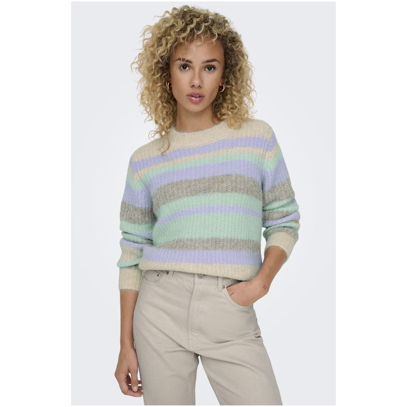 ONLY ONLY dam stickad tröja ONLMAGGIE Knit Birch Picante/Aqua Sky/Pastel Lilac