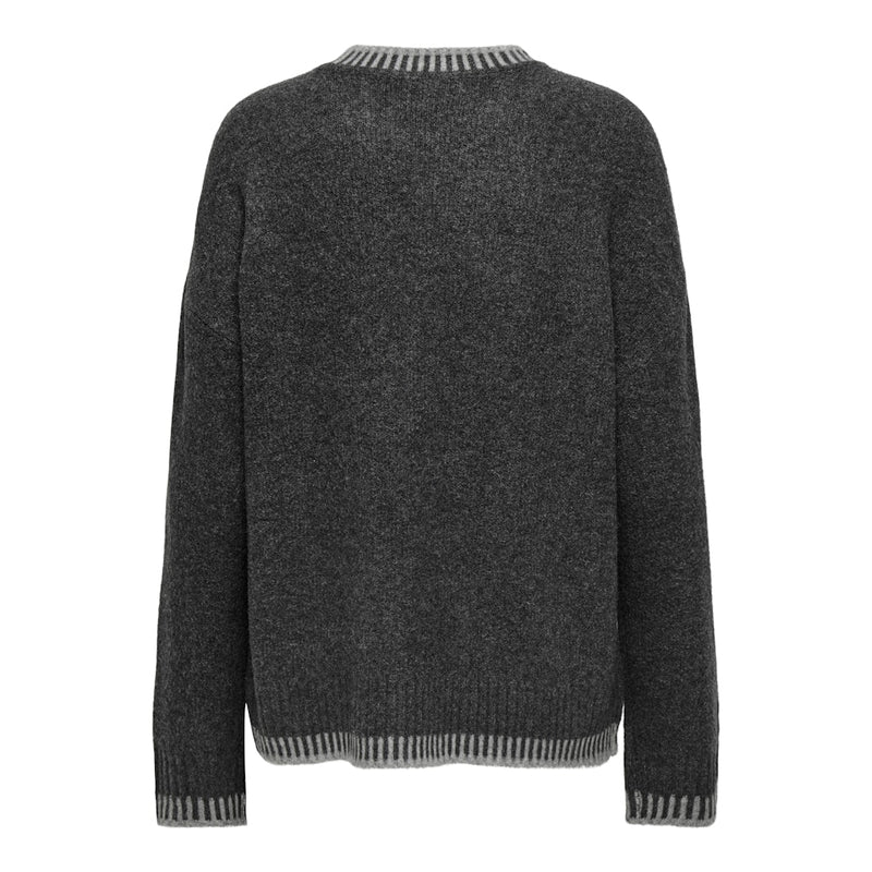 ONLY ONLY dam stickad tröja ONLSILMA Knit Dark Grey Melange Light Grey Melange