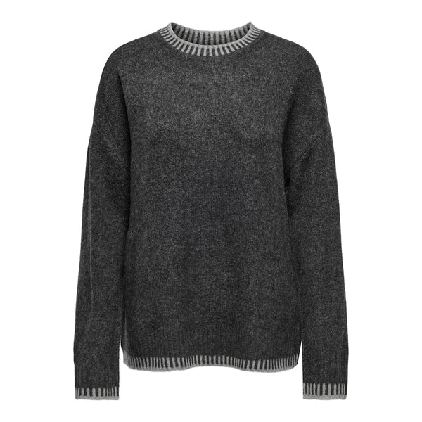 ONLY ONLY dam stickad tröja ONLSILMA Knit Dark Grey Melange Light Grey Melange