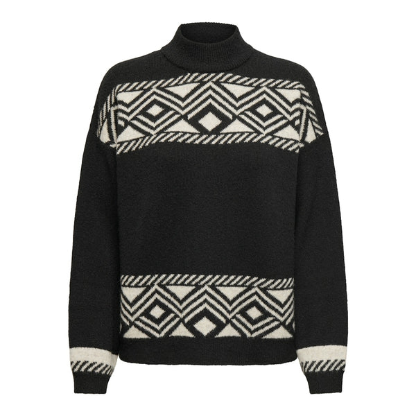 ONLY ONLY dam stickad tröja ONLVICTORIA Knit Black PUMICE STONE JACQUARD