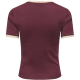ONLY ONLY dam t-shirt ONLBINA T-shirt Windsor Wine Biscotfi contrast