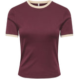 ONLY ONLY dam t-shirt ONLBINA T-shirt Windsor Wine Biscotfi contrast