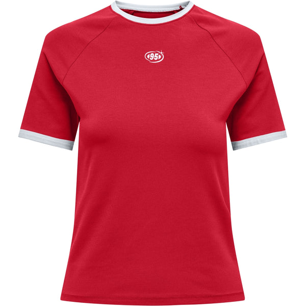 ONLY ONLY dam t-shirt ONLCHOICE T-shirt True Red 95 logo bright white