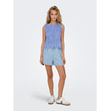 ONLY ONLY dam top ONLTULUM Top Blue Bonnet BRIGHT WHITE EMB.