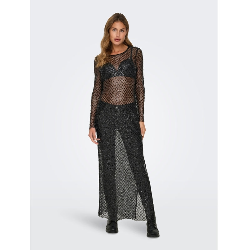 ONLY ONLY dam klänning ONLDONNA Dress Black SEQUINS= BLACK AND SILVER
