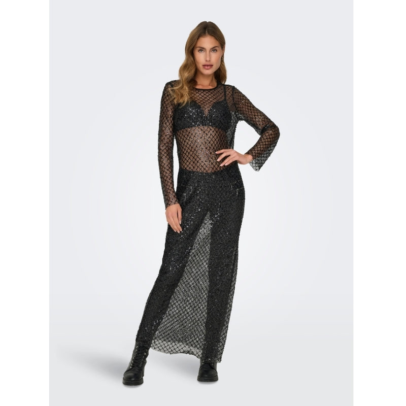 ONLY ONLY dam klänning ONLDONNA Dress Black SEQUINS= BLACK AND SILVER