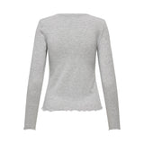 ONLY Only dam långärmad topp ONLVIRRO Top Light Grey Melange