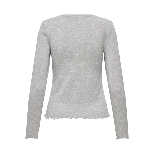 ONLY Only dam långärmad topp ONLVIRRO Top Light Grey Melange