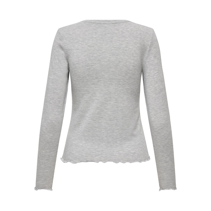ONLY Only dam långärmad topp ONLVIRRO Top Light Grey Melange