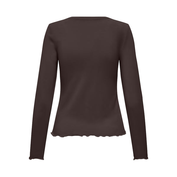ONLY Only dam långärmad topp ONLVIRRO Top Seal Brown