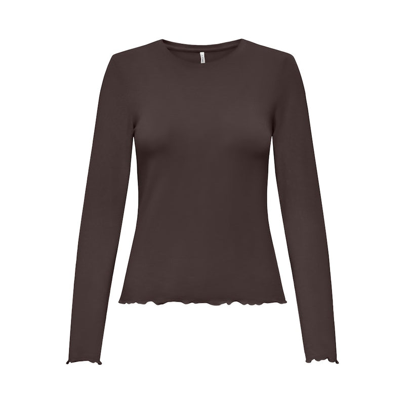 ONLY Only dam långärmad topp ONLVIRRO Top Seal Brown