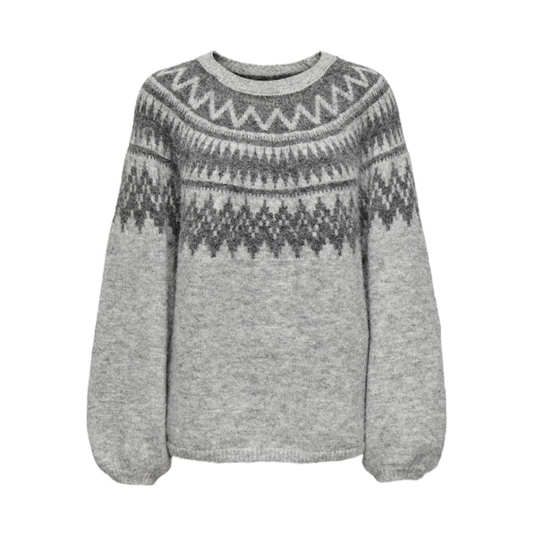 ONLY Only dam stickad tröja ONLREYKJA Knit Light Grey Melange