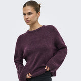 ONLY Only dam stickad tröja ONLSIMONI Pullover Mauve Wine MELANGE