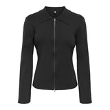 ONLY Only damstickad polotröja kofta ONLANDREA Knit Black