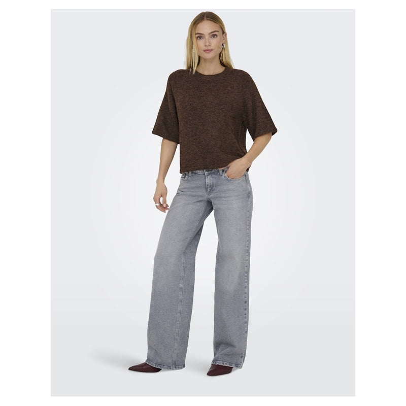 ONLY Only damstickad tröja ONLAZU Knit Seal Brown