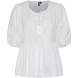 PIECES PIECES 2/4 TIE TOP PCJOLLY Blouse Bright White