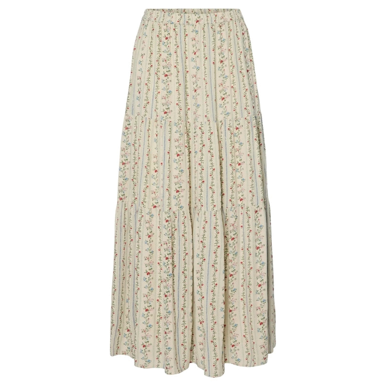 PIECES PIECES DAM NEDERDEL PCTAITLYN Skirt Birch Striped Flower