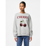 PIECES PIECES DAM SWEATSHIRT PCFORNIA Sweatshirt Light Grey Melange Rhubarb Cherry