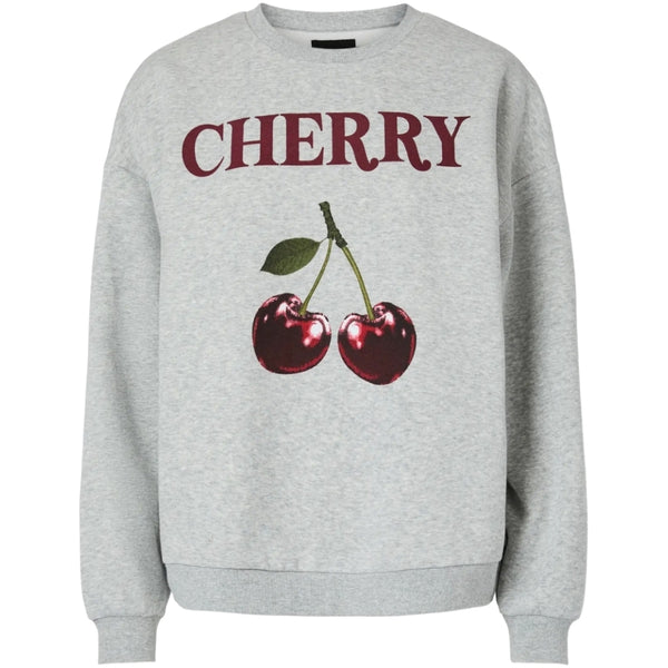 PIECES PIECES DAM SWEATSHIRT PCFORNIA Sweatshirt Light Grey Melange Rhubarb Cherry