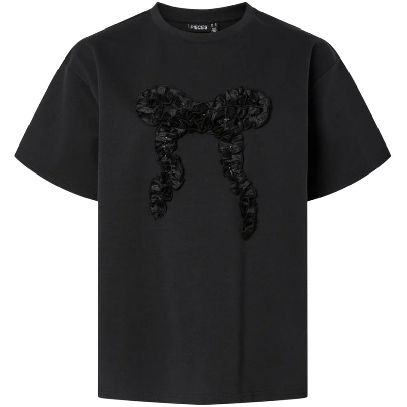 PIECES PIECES DAM T-SHIRT PCMAUDELLE T-shirt BLACK BOW