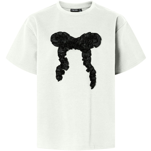 PIECES PIECES DAM T-SHIRT PCMAUDELLE T-shirt Bright White Black BOW