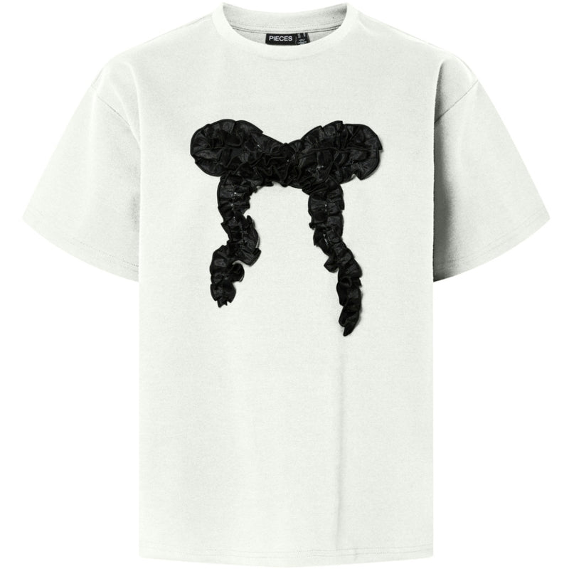 PIECES PIECES DAM T-SHIRT PCMAUDELLE T-shirt Bright White Black BOW