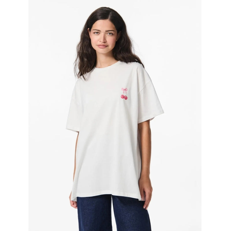 PIECES PIECES DAM T-SHIRT PCMIKKA T-shirt Bright White Cherry Bow
