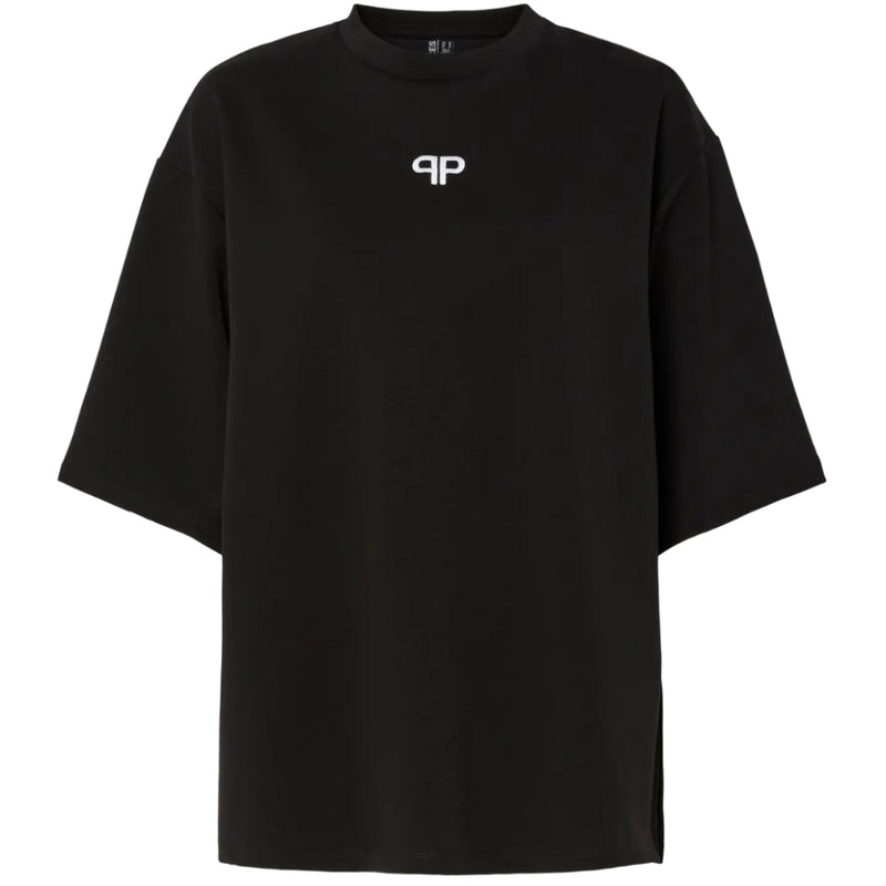 PIECES PIECES DAM T-SHIRT PCMUNA T-shirt Black WHITE EMBRODERY