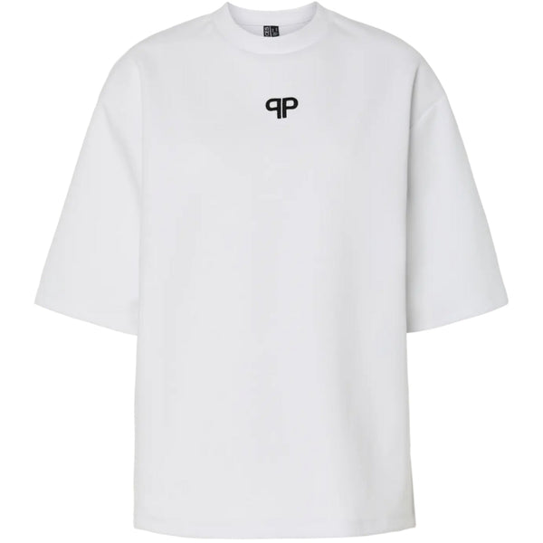 PIECES PIECES DAM T-SHIRT PCMUNA T-shirt Bright White Black Embroidery