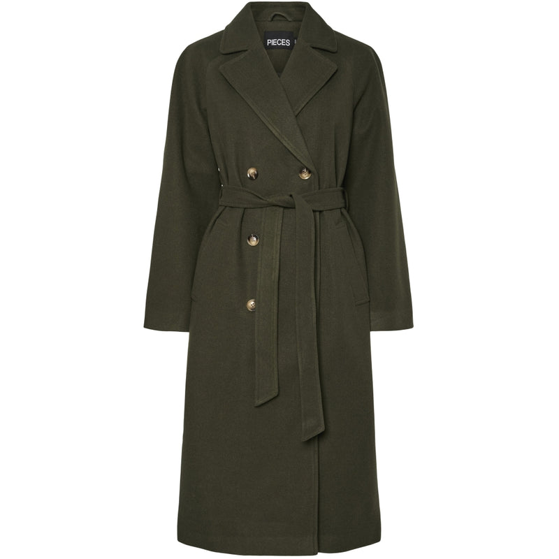 PIECES PIECES Dam Jacka PCMarbel Lång Kappa Coat Forest Night