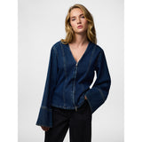 PIECES PIECES Dam Skjorta PCFlora Shirt Dark Blue Denim