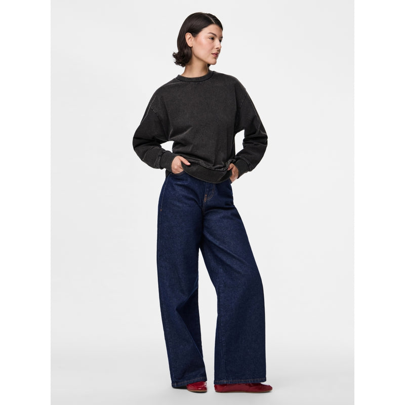 PIECES PIECES Dam Sweatshirt PCChilli Sweatshirt Black Washed