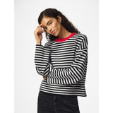 PIECES PIECES Dam stickad PCJASSY Knit Black CLOUD DANCER + HIGH RISK RED NECK