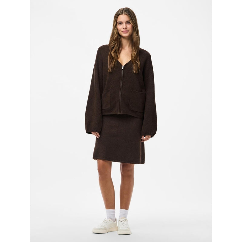 PIECES PIECES Damkjol PCJunna Högmidjade Short Knit Skirt Hot Fudge Melange