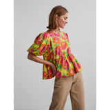 PIECES PIECES X DITTE ESTRUP PCASTA 2/4 TOP D2D Restudsalg Golden Kiwi Flower